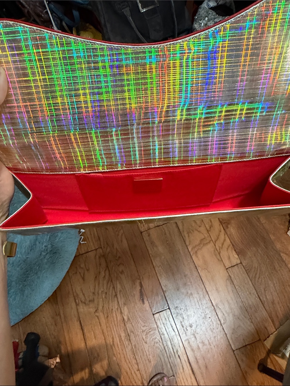 Christian Louboutin Holographic Silver and Red Clutch. EUC!! - Picture 3 of 6